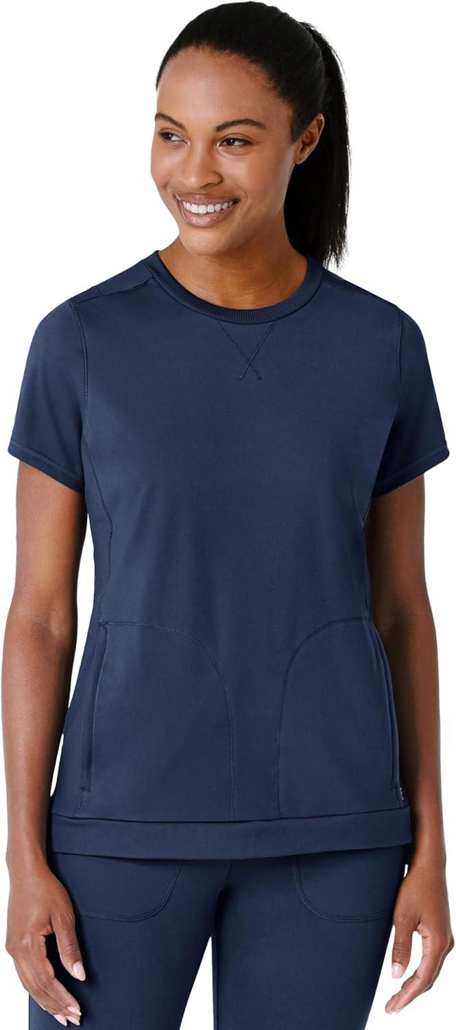 Wink Knit Women’s Flex-n-Reach Crew Neck Scrub Top – Navy, S