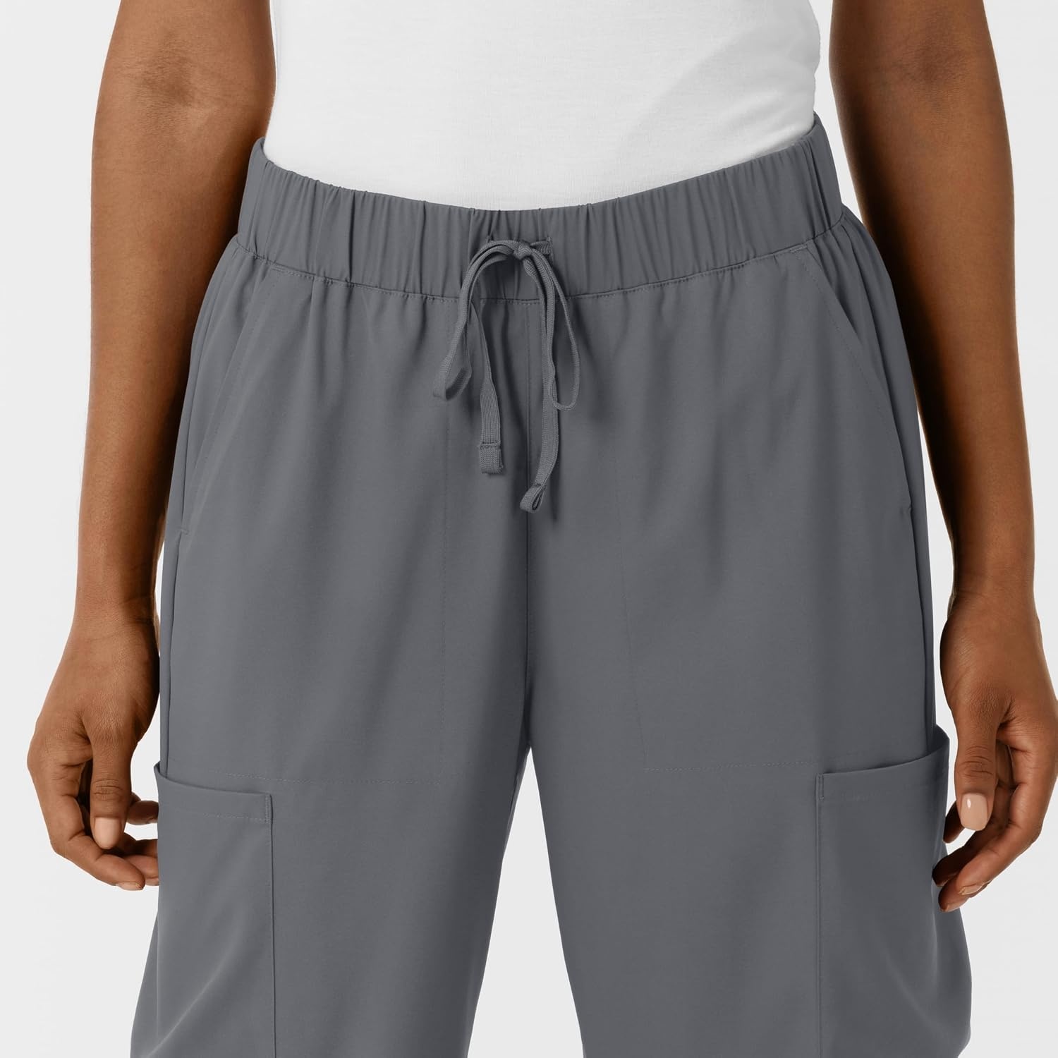 Wink Scrubs for Women, Boundless, Classic Wide Leg Cargo Pants with Full Drawstring and 8 Pockets(Pewter)