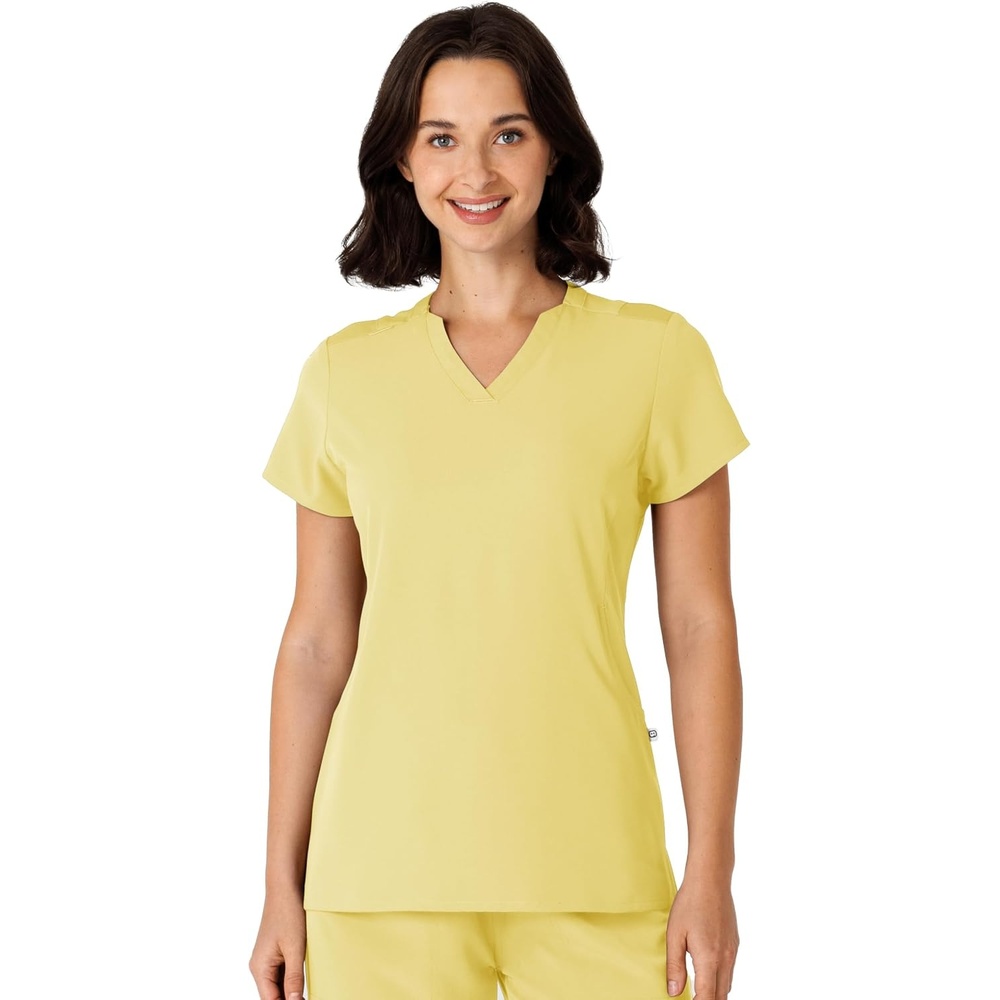 Wink Nova Women’s Flex-n-Reach Shoulder Panel V-Neck Scrub Top(Sunshine Yellow)