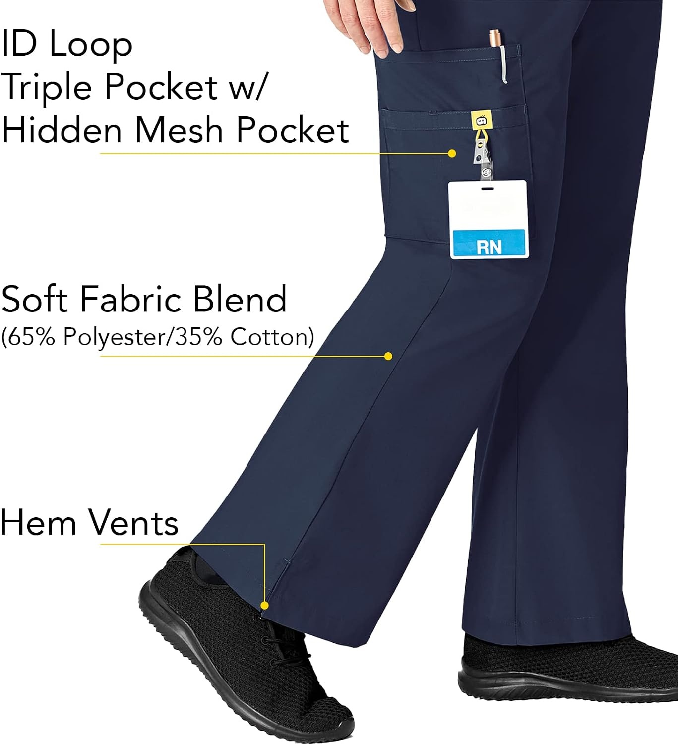 WonderWink womens Flare Leg Cargo Pant, Navy, X-Small