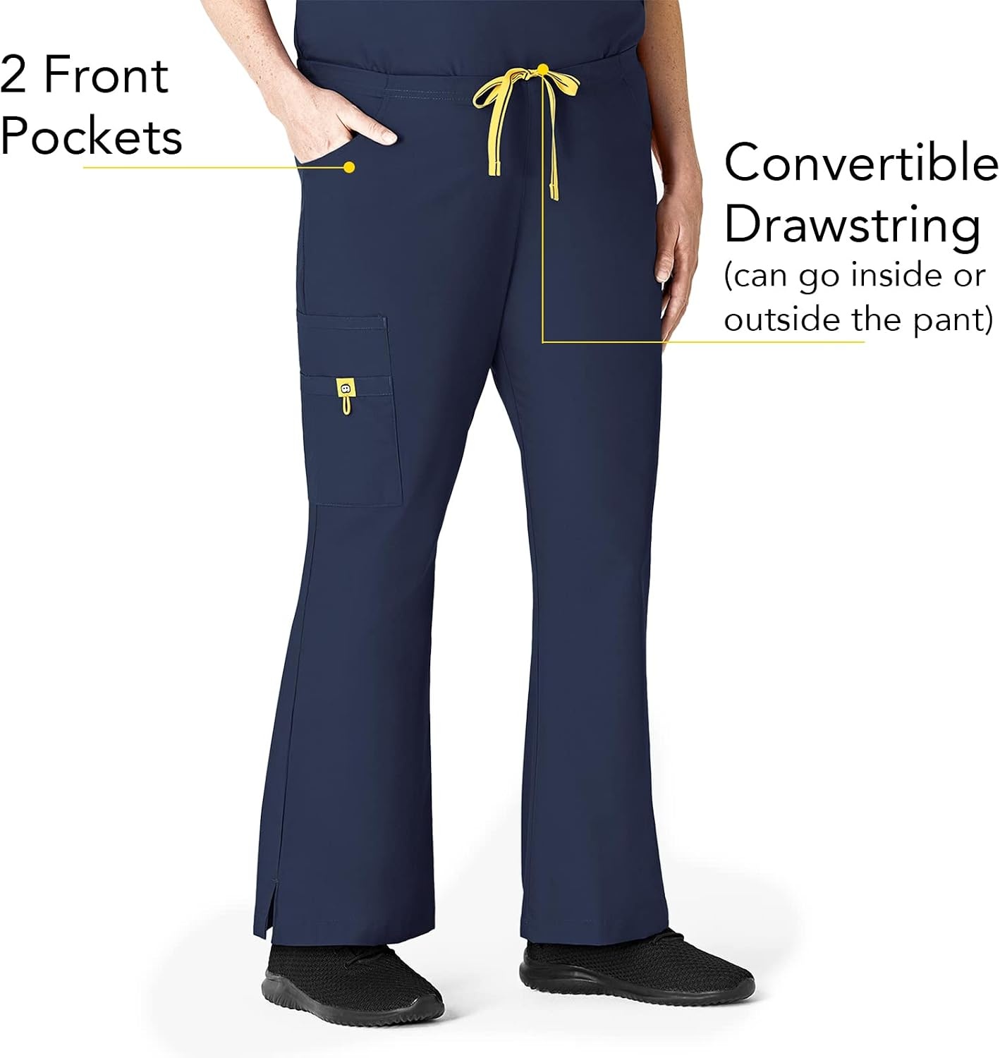 WonderWink womens Flare Leg Cargo Pant, Navy, X-Small