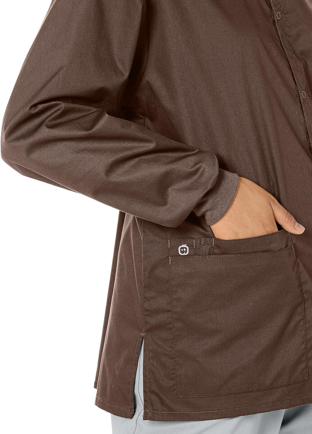 WonderWink womens Snap Front Jacket(Chocolate)