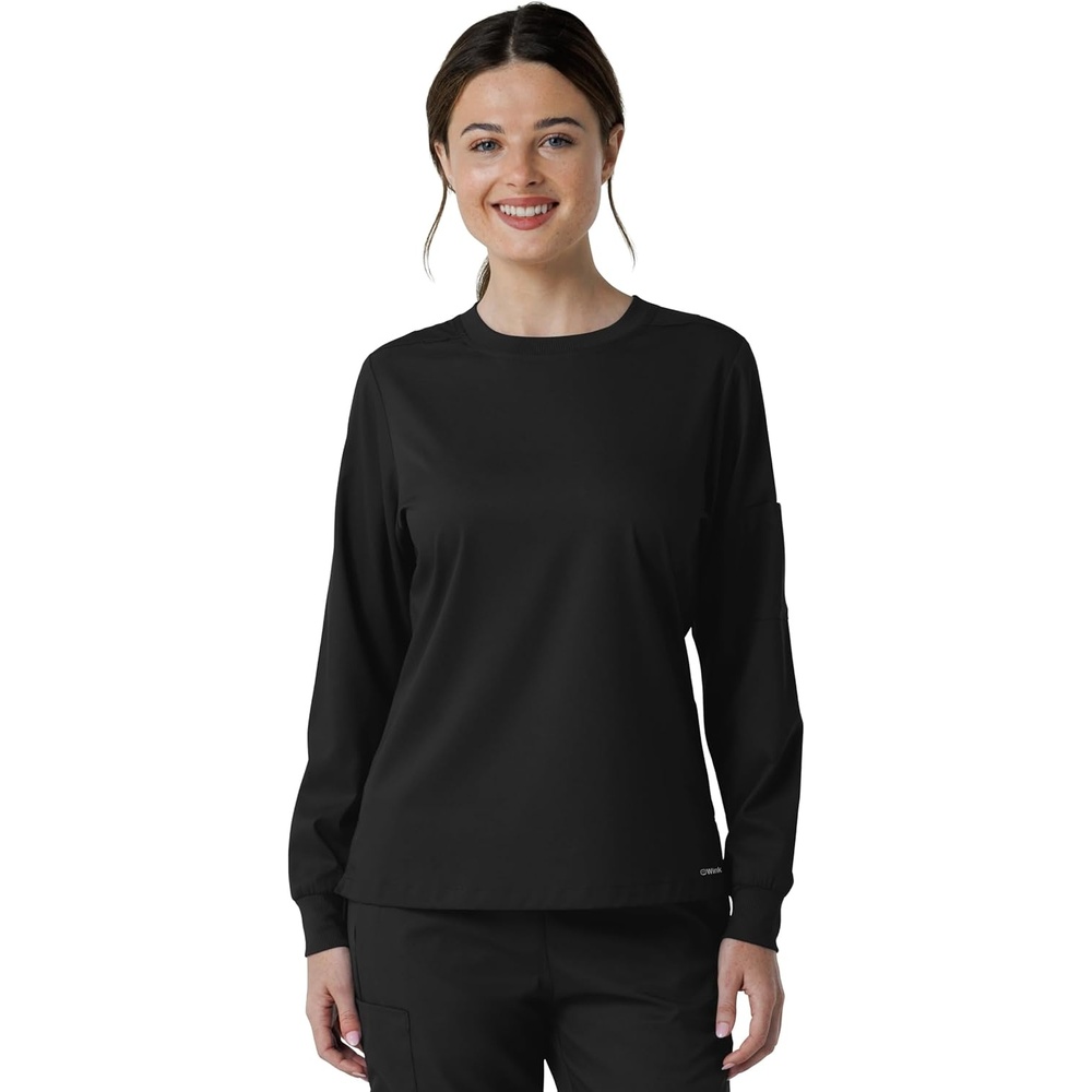 Wink Women’s Women’s Classic Long Sleeve Scrub Tee(Black)