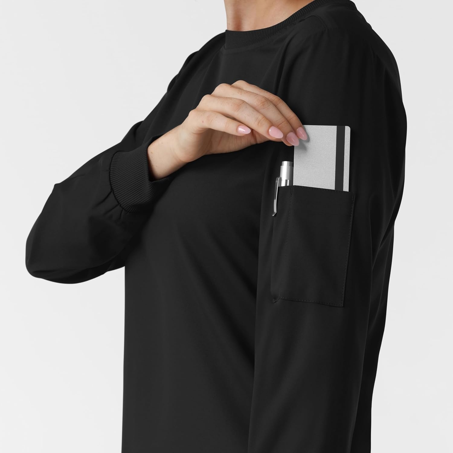 Wink Women’s Women’s Classic Long Sleeve Scrub Tee(Black)