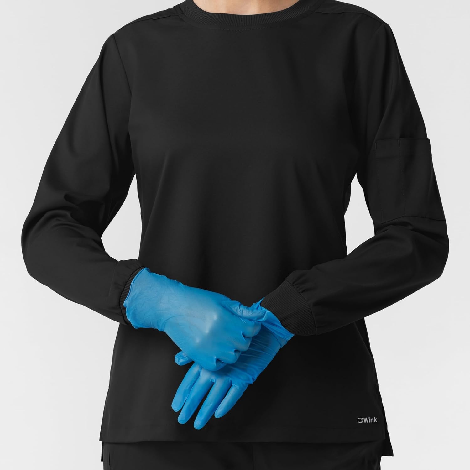 Wink Women’s Women’s Classic Long Sleeve Scrub Tee(Black)