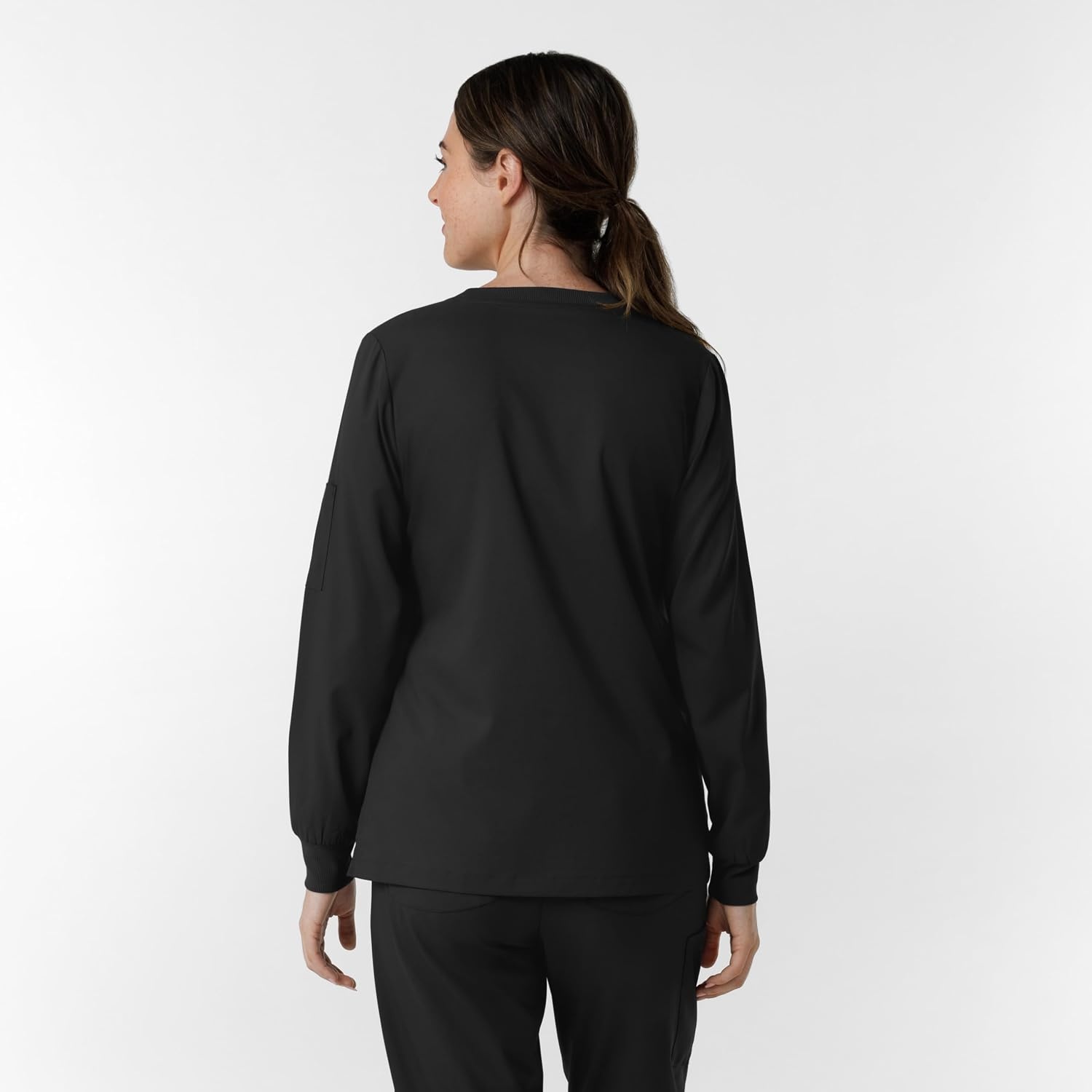 Wink Women’s Women’s Classic Long Sleeve Scrub Tee(Black)