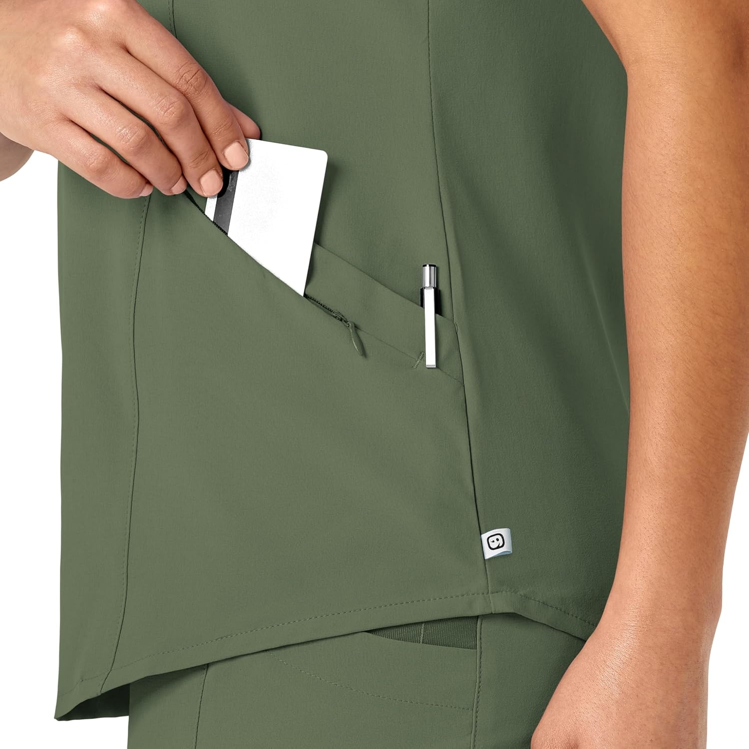 WonderWink womens Renew Women’s V-neck Top Medical Scrubs, Olive, Medium US