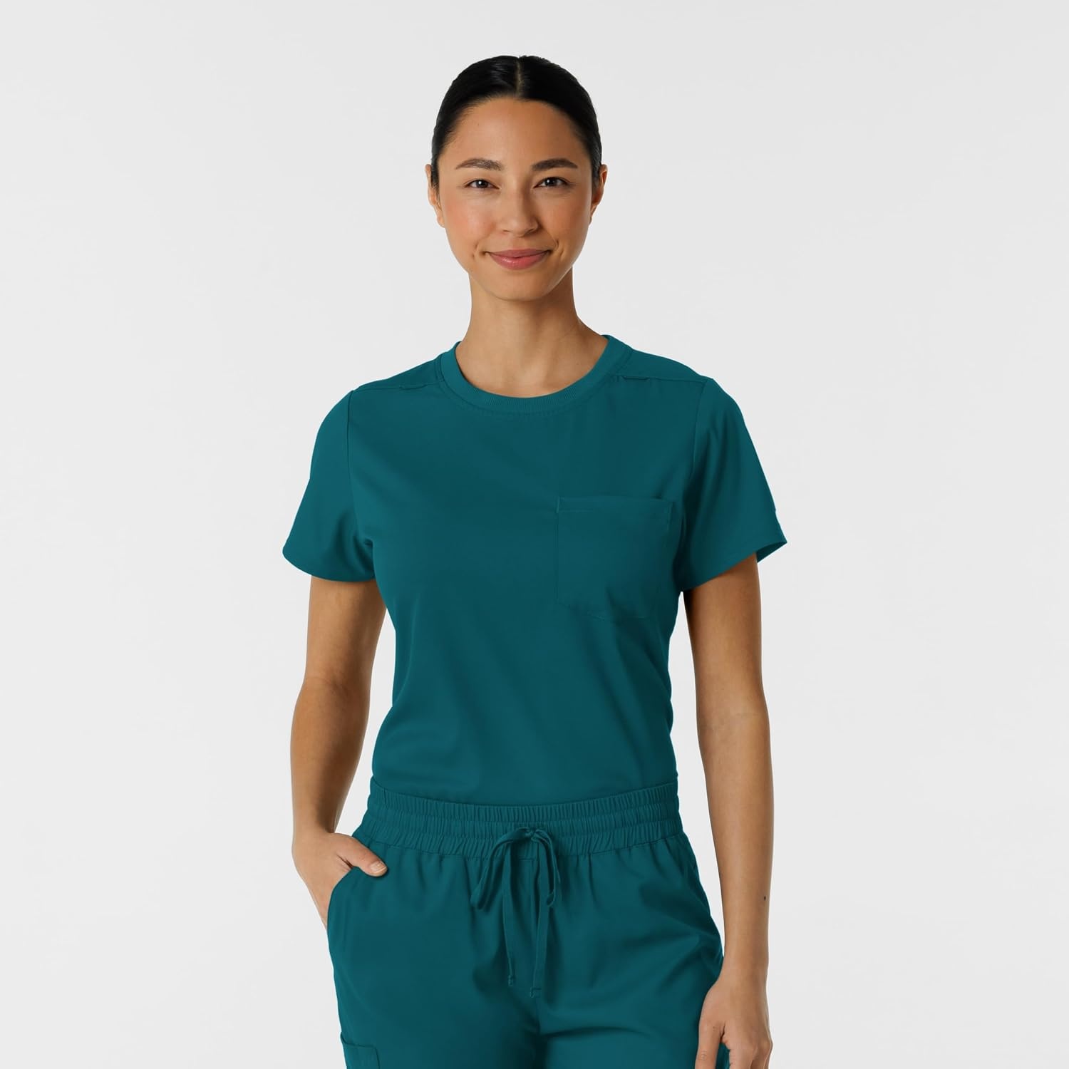 Wink Scrubs for Women, Boundless, Classic Tee with 1 Pocket(Caribbean)