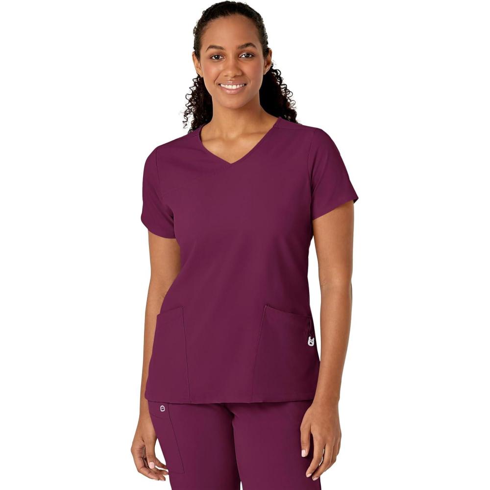 WonderWink Mens Y-Neck Wrap Top(Wine)