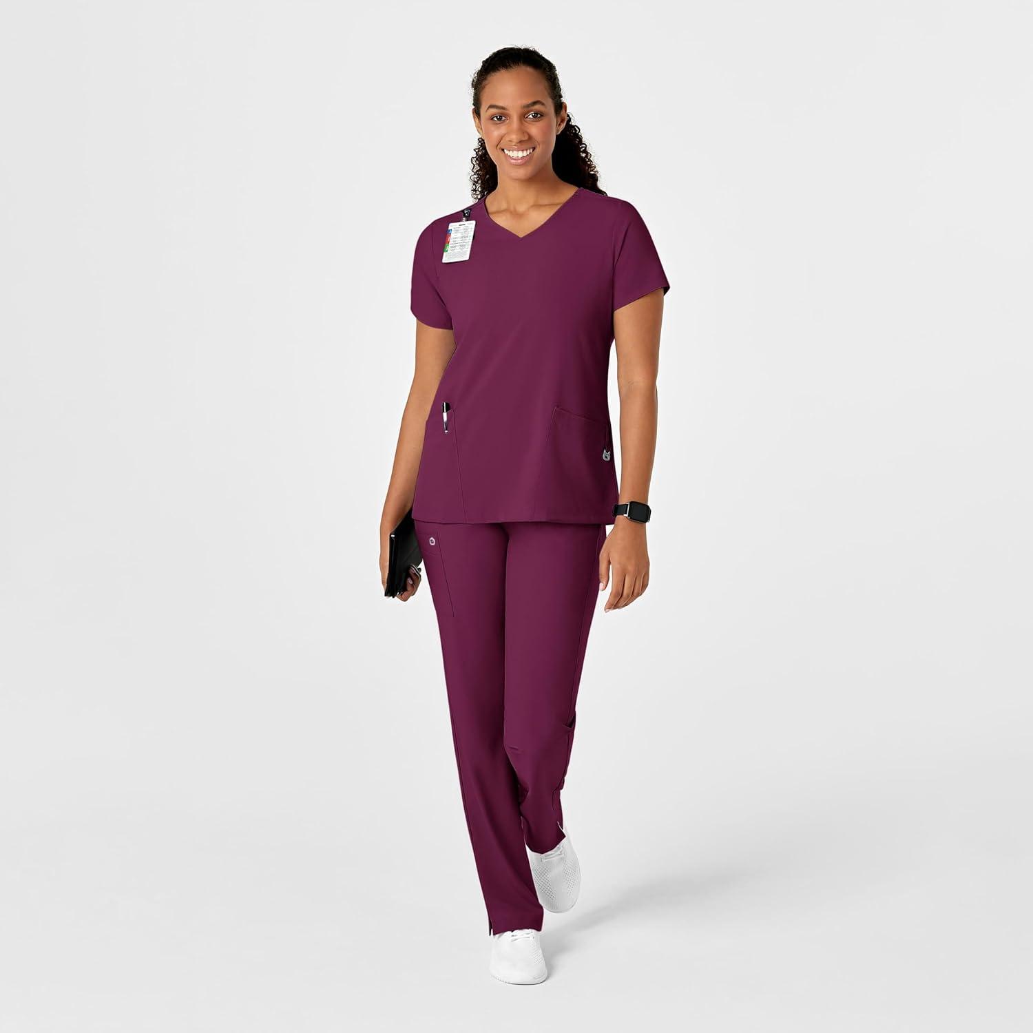 WonderWink Mens Y-Neck Wrap Top(Wine)
