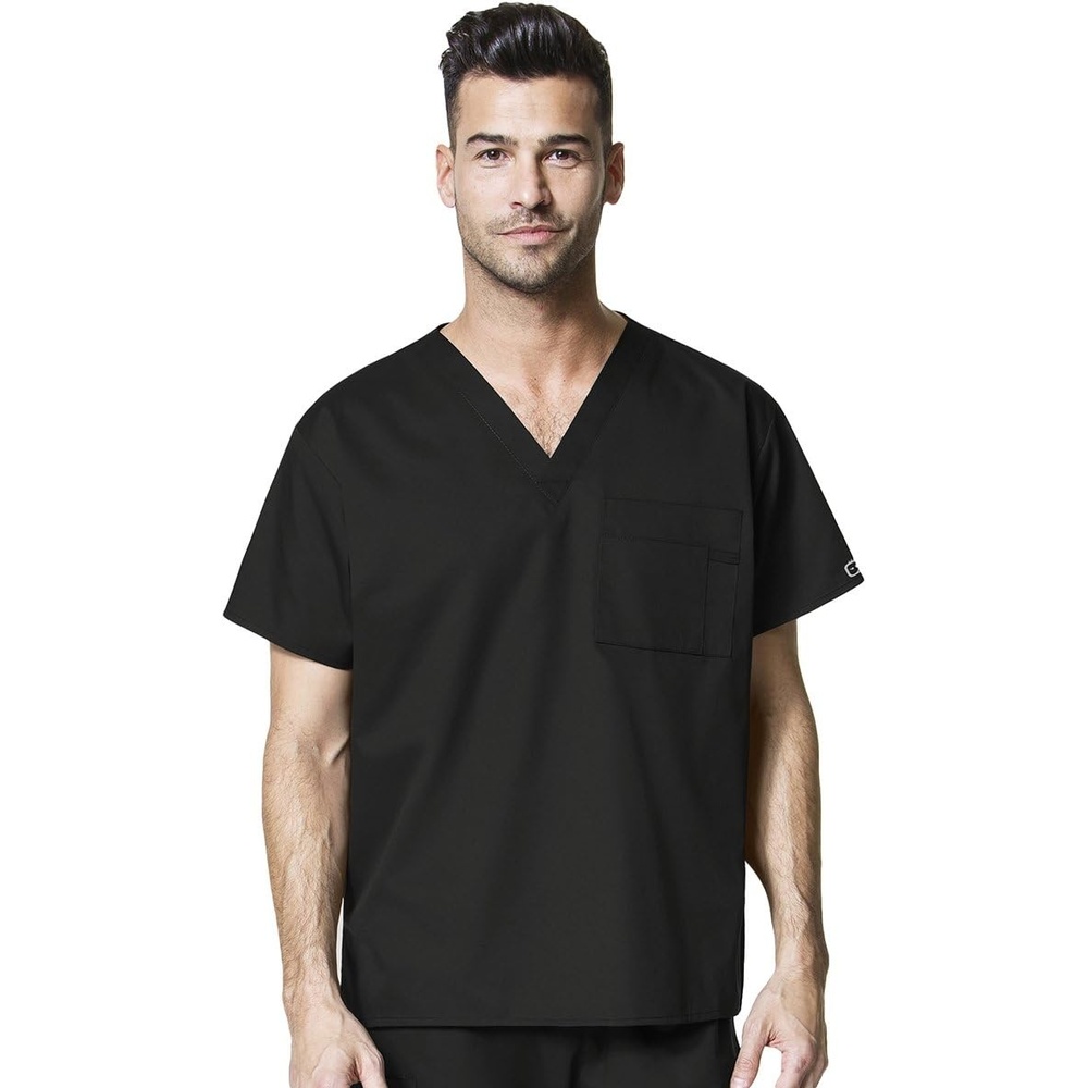 Wink WonderWORK Unisex V-Neck Scrub Top(Black)