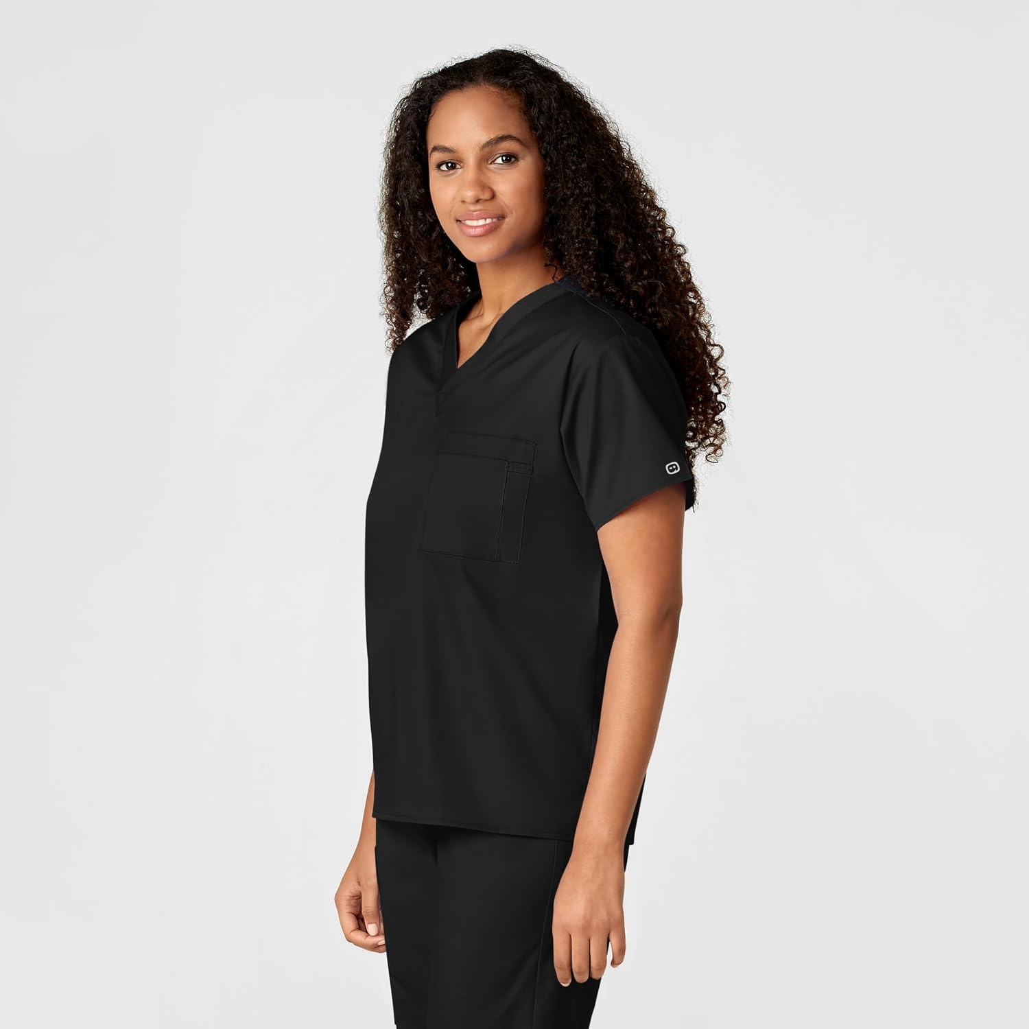 Wink WonderWORK Unisex V-Neck Scrub Top(Black)
