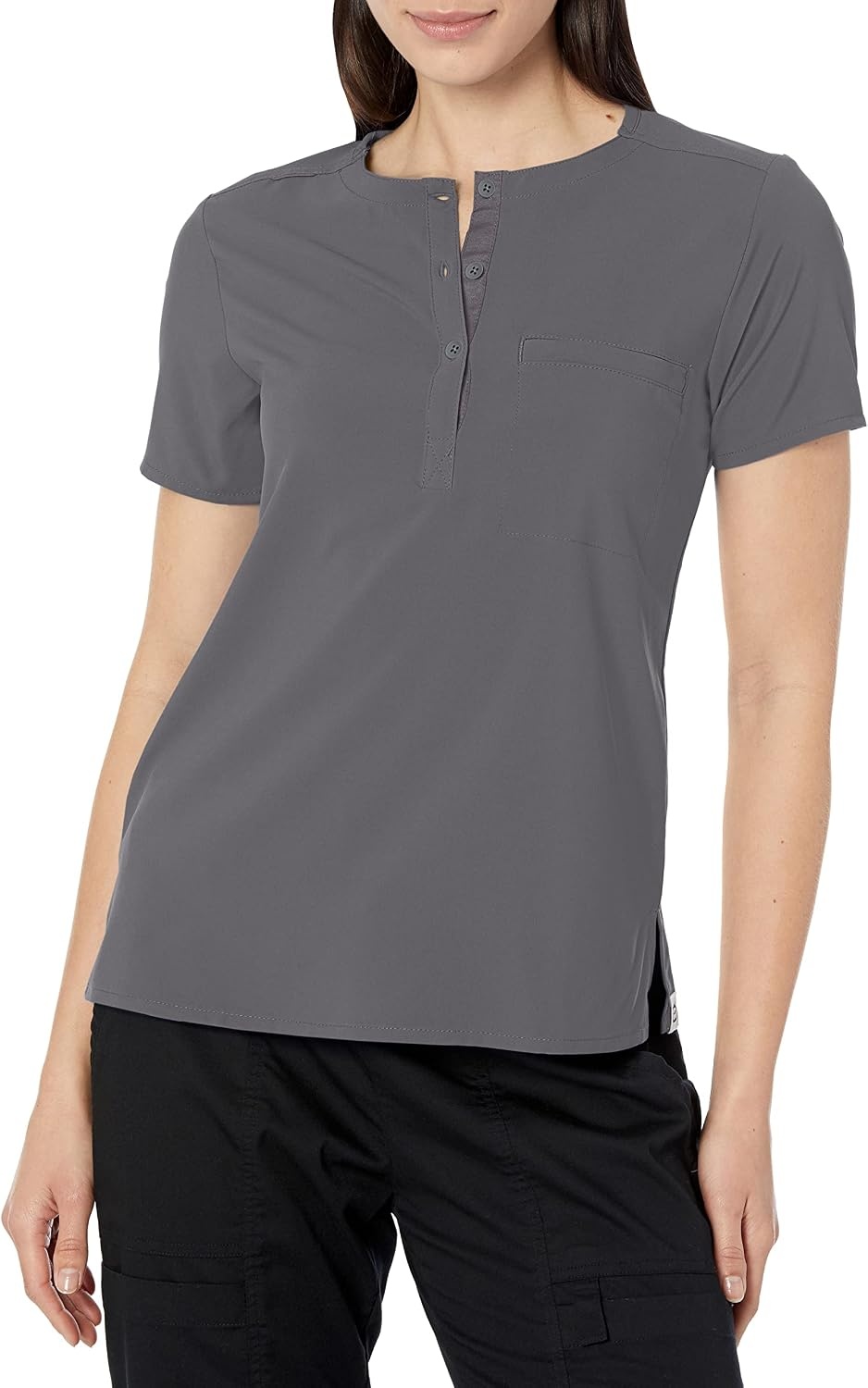Wink Renew Women’s Mandarin Collar Tuck-in Scrub Top(Pewter)