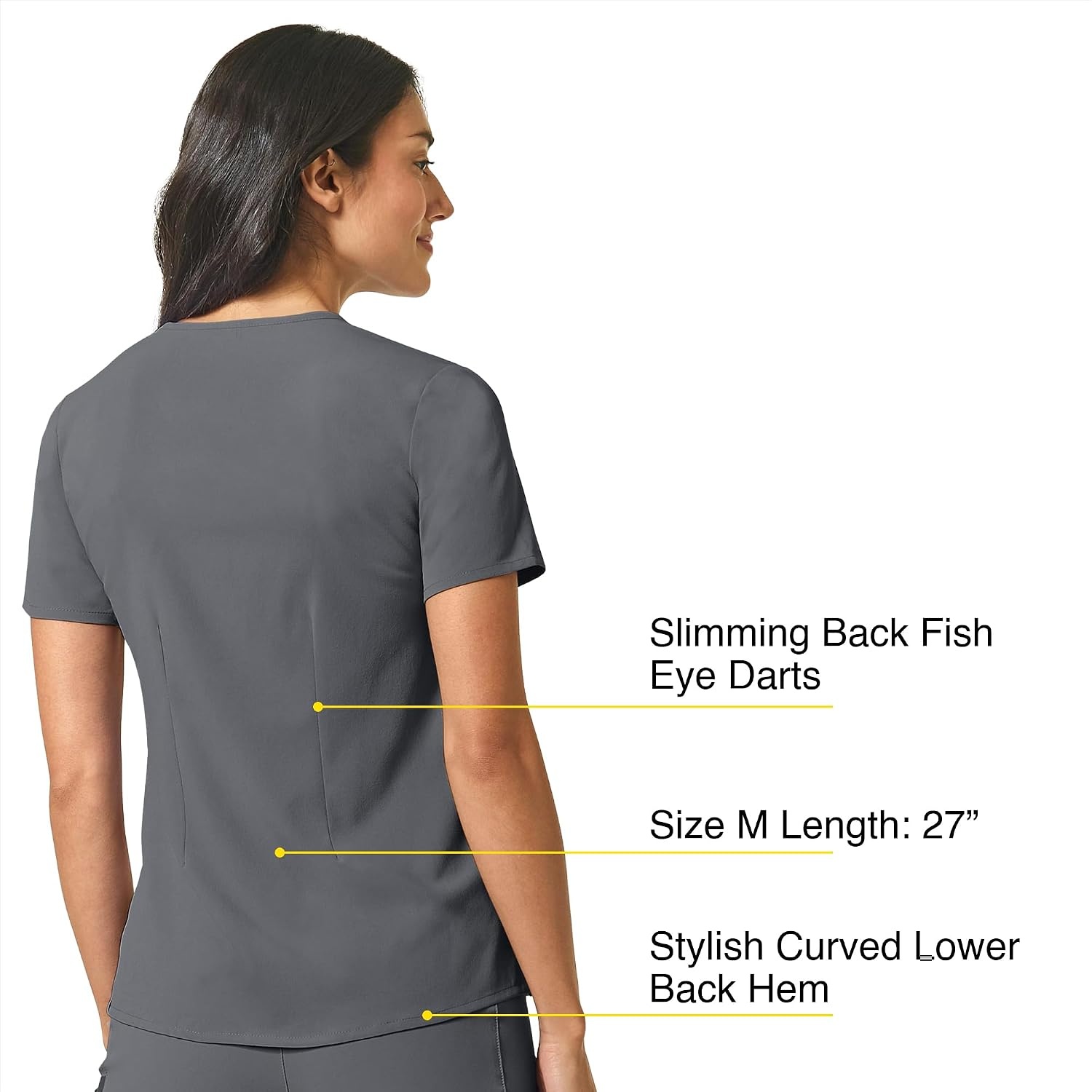 Wink Renew Women’s Mandarin Collar Tuck-in Scrub Top(Pewter)