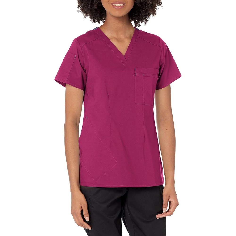 Wink WonderFLEX Women’s V-Neck Tuck-in Scrub Top(Wine)