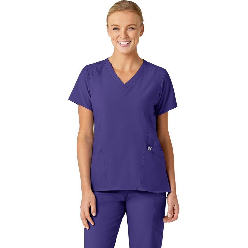 WonderWink Women’s Flex-Back Stylized V-Neck Top(Grape)
