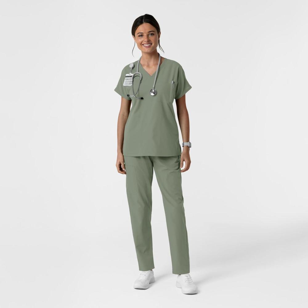 Wink Women’s Women’s Drop Shoulder Tunic Scrub Top(Sage)