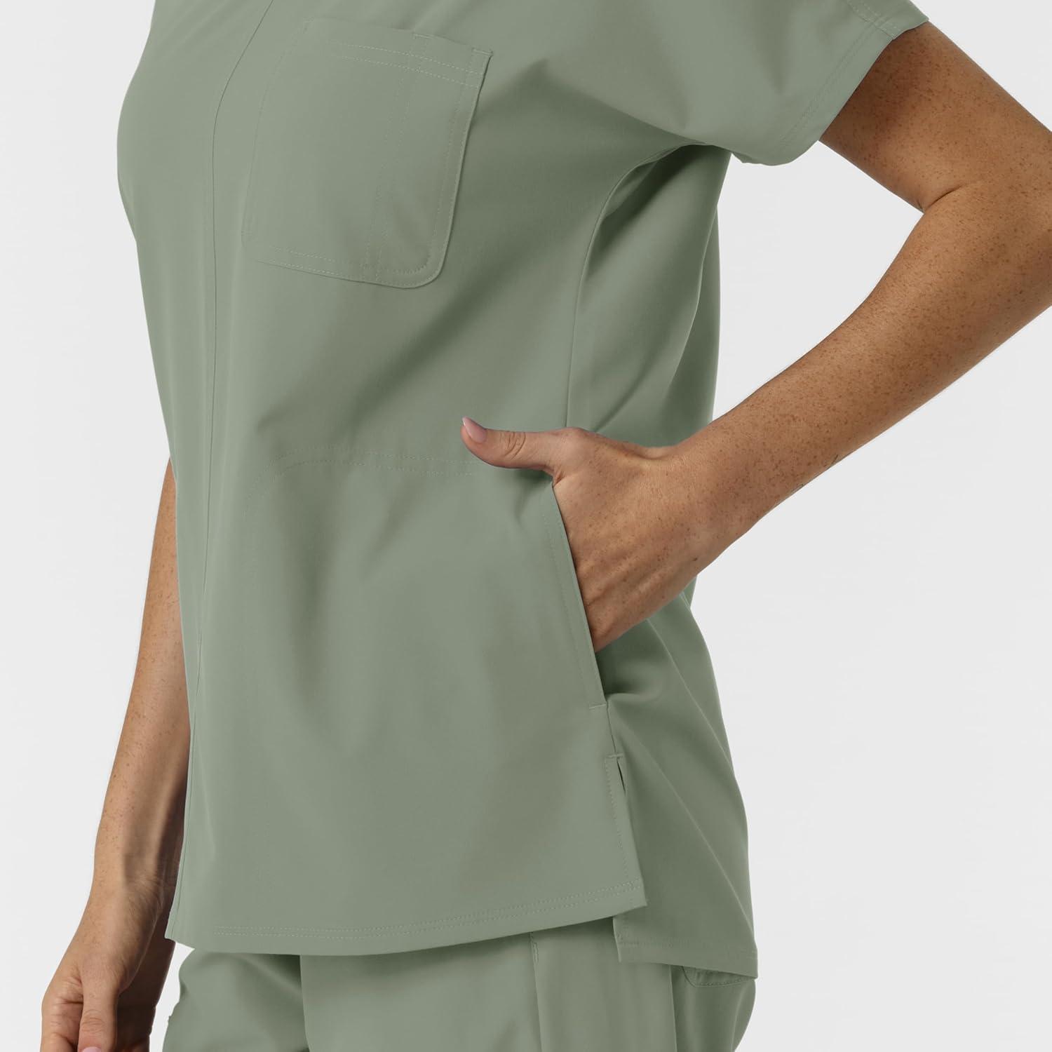 Wink Women’s Women’s Drop Shoulder Tunic Scrub Top(Sage)