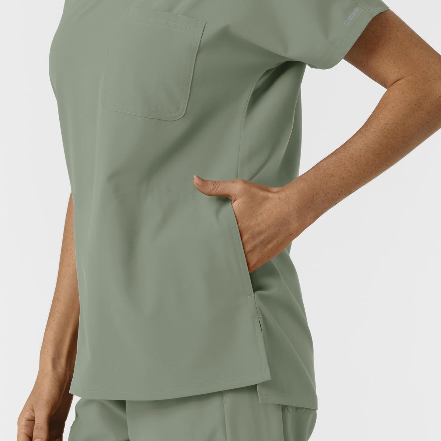 Wink Women’s Women’s Drop Shoulder Tunic Scrub Top(Sage)