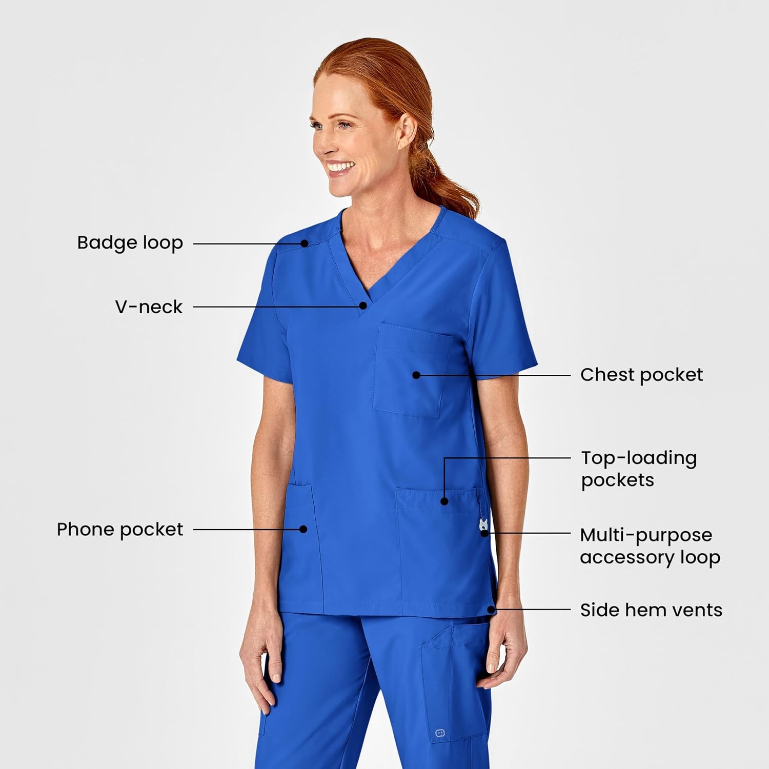 Wink W123 Unisex 4 Pocket Utility Scrub Top(Royal)