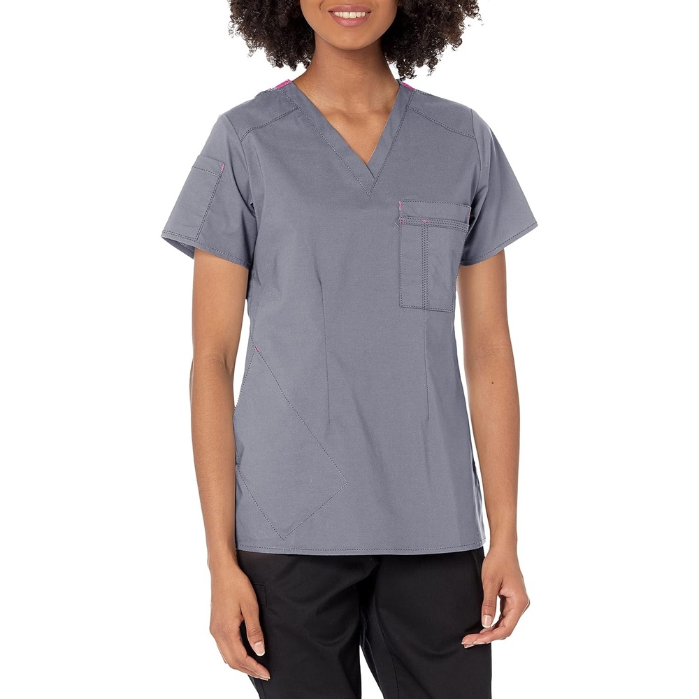 Wink WonderFLEX Women’s V-Neck Tuck-in Scrub Top(Pewter)