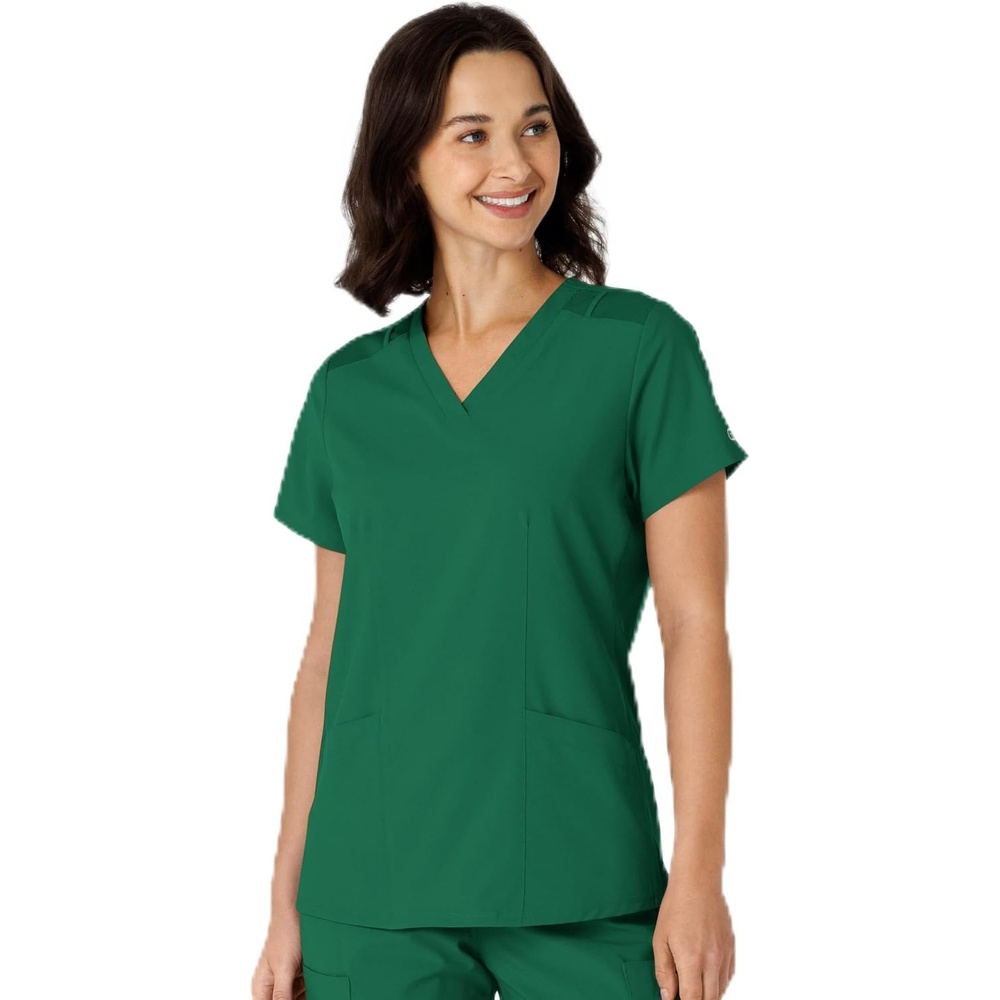 WINK Women’s Women’s Flex-n-reach Side Panel V-neck Scrub Top(Hunter)