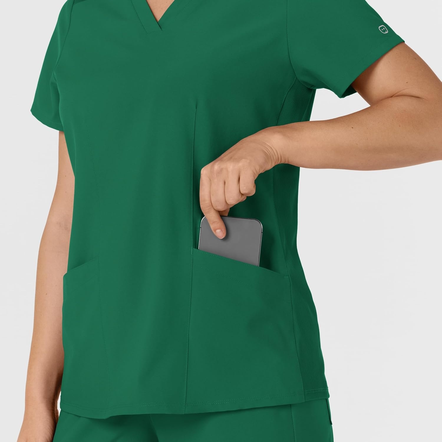 WINK Women’s Women’s Flex-n-reach Side Panel V-neck Scrub Top(Hunter)
