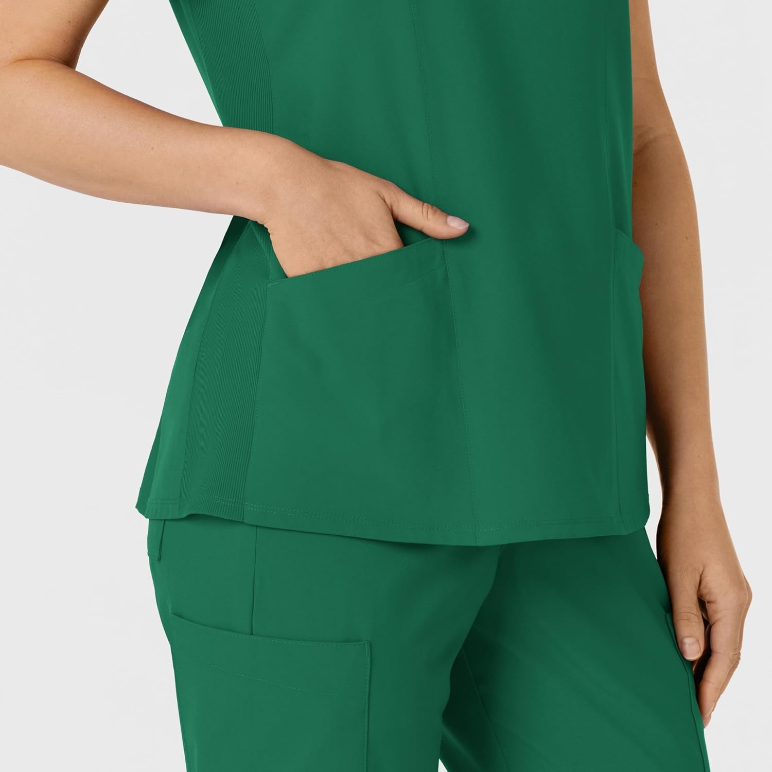WINK Women’s Women’s Flex-n-reach Side Panel V-neck Scrub Top(Hunter)
