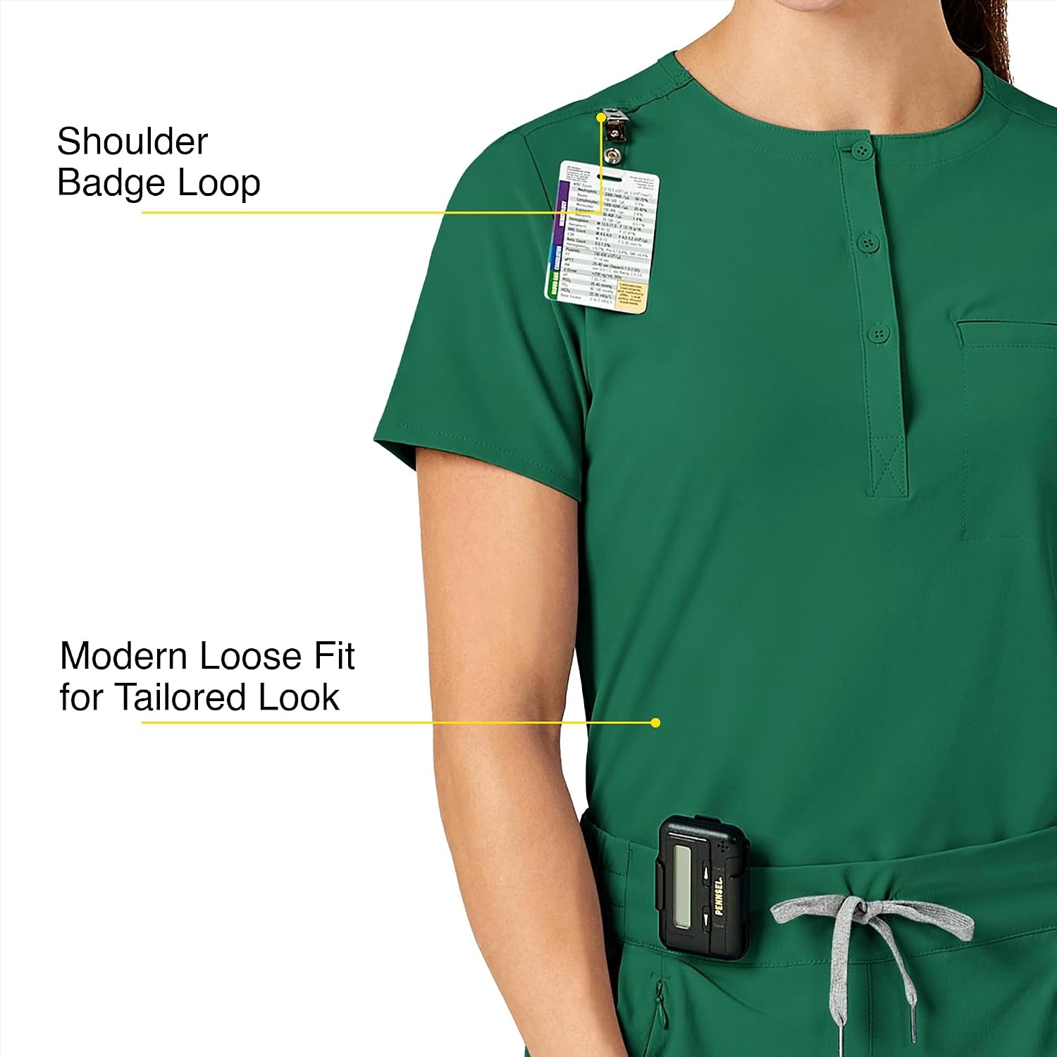 Wink Renew Women’s Mandarin Collar Tuck-in Scrub Top(Hunter)
