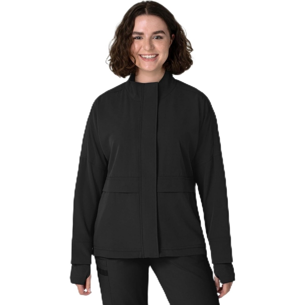 WINK Layers Women’s Germs Happen Packable Scrub Jacket(Black)