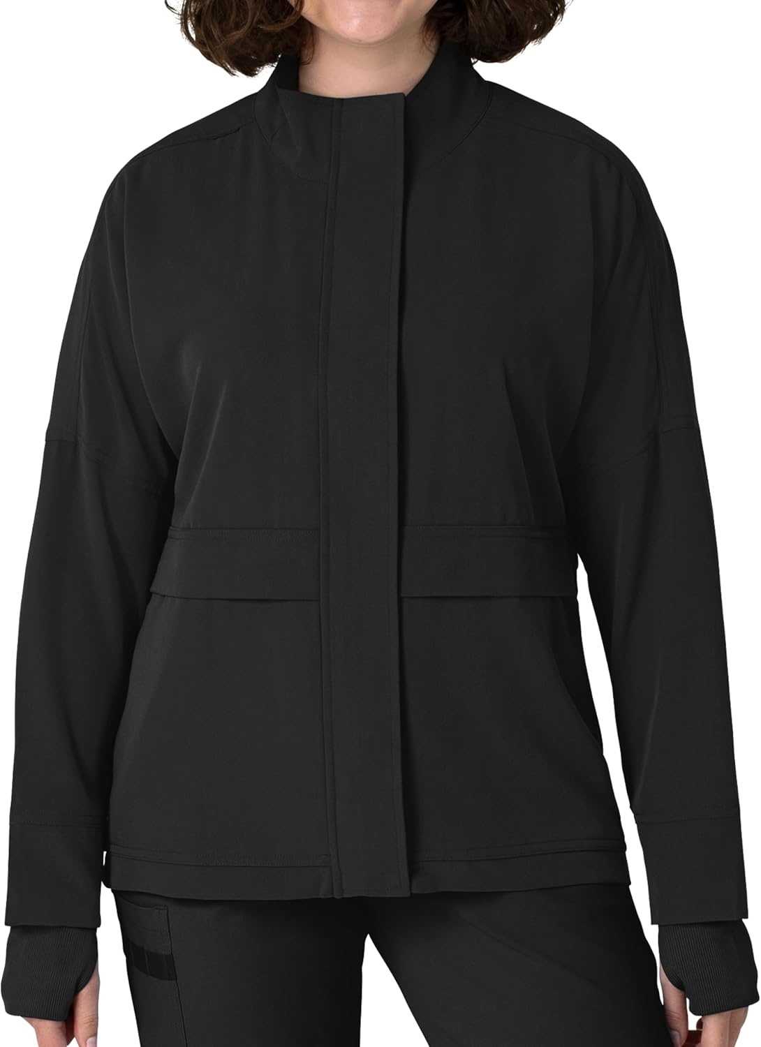 WINK Layers Women’s Germs Happen Packable Scrub Jacket(Black)