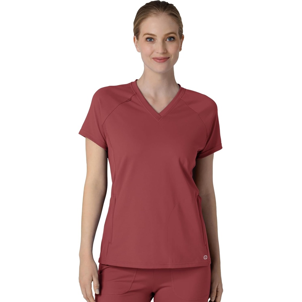 Wink Renew Women’s Flex-n-Reach V-Neck Raglan Scrub Top(Ruby)