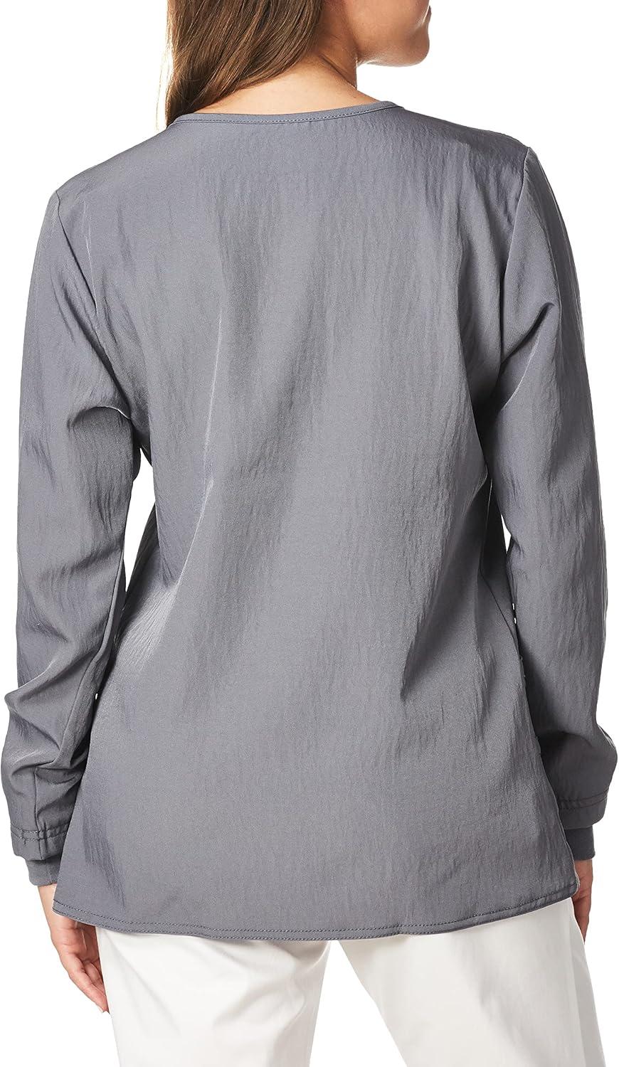 WonderWink Women’s Four-Stretch Sporty Button Front Scrub Jacket(Pewter)
