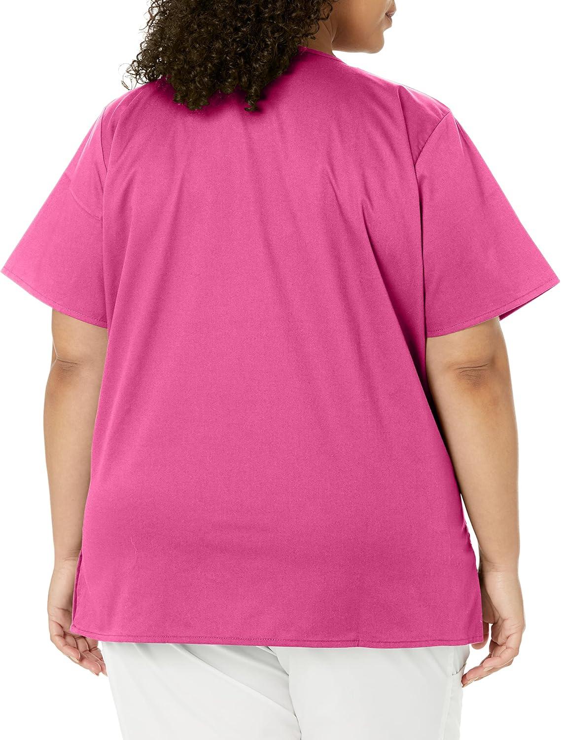 WonderWink Women’s Wonderwork Women’s Mock Wrap Scrub Top(Fuchsia)