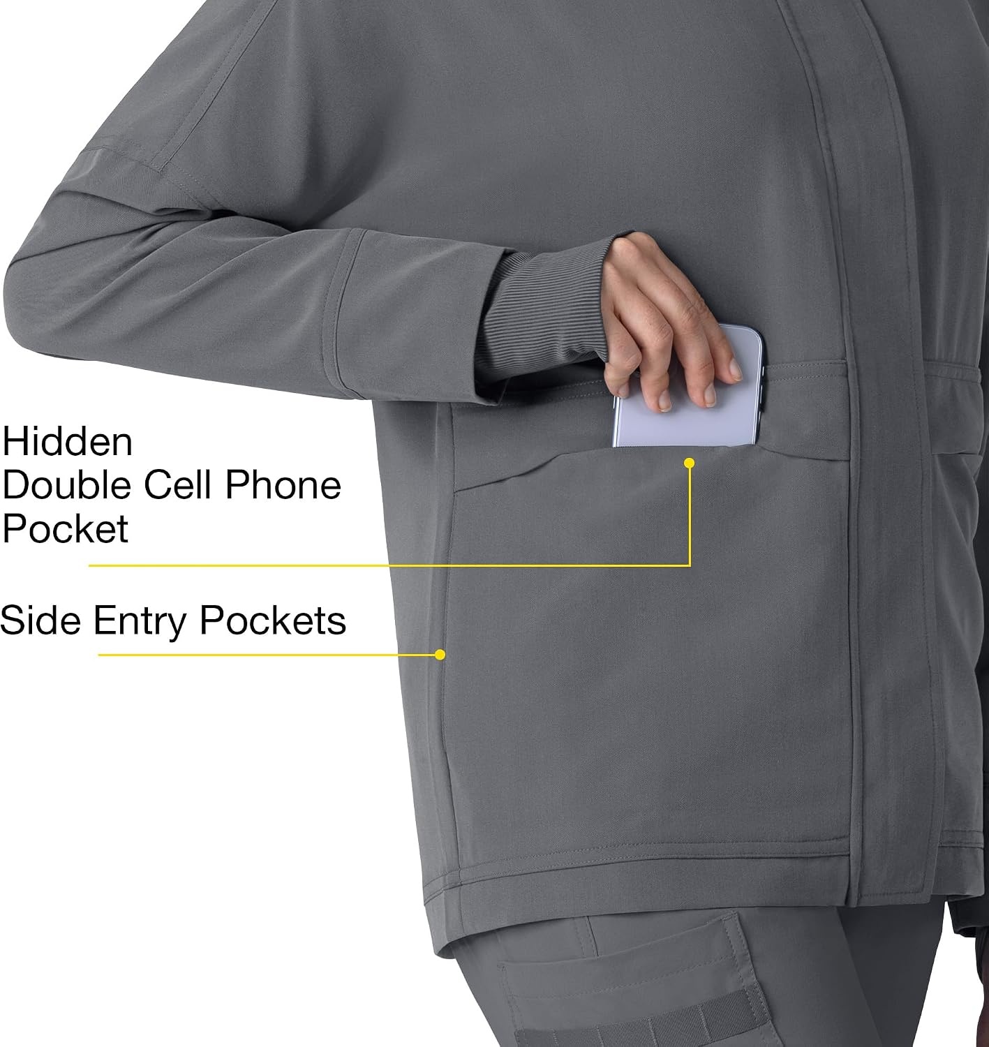WINK Layers Women’s Germs Happen Packable Scrub Jacket(Pewter)
