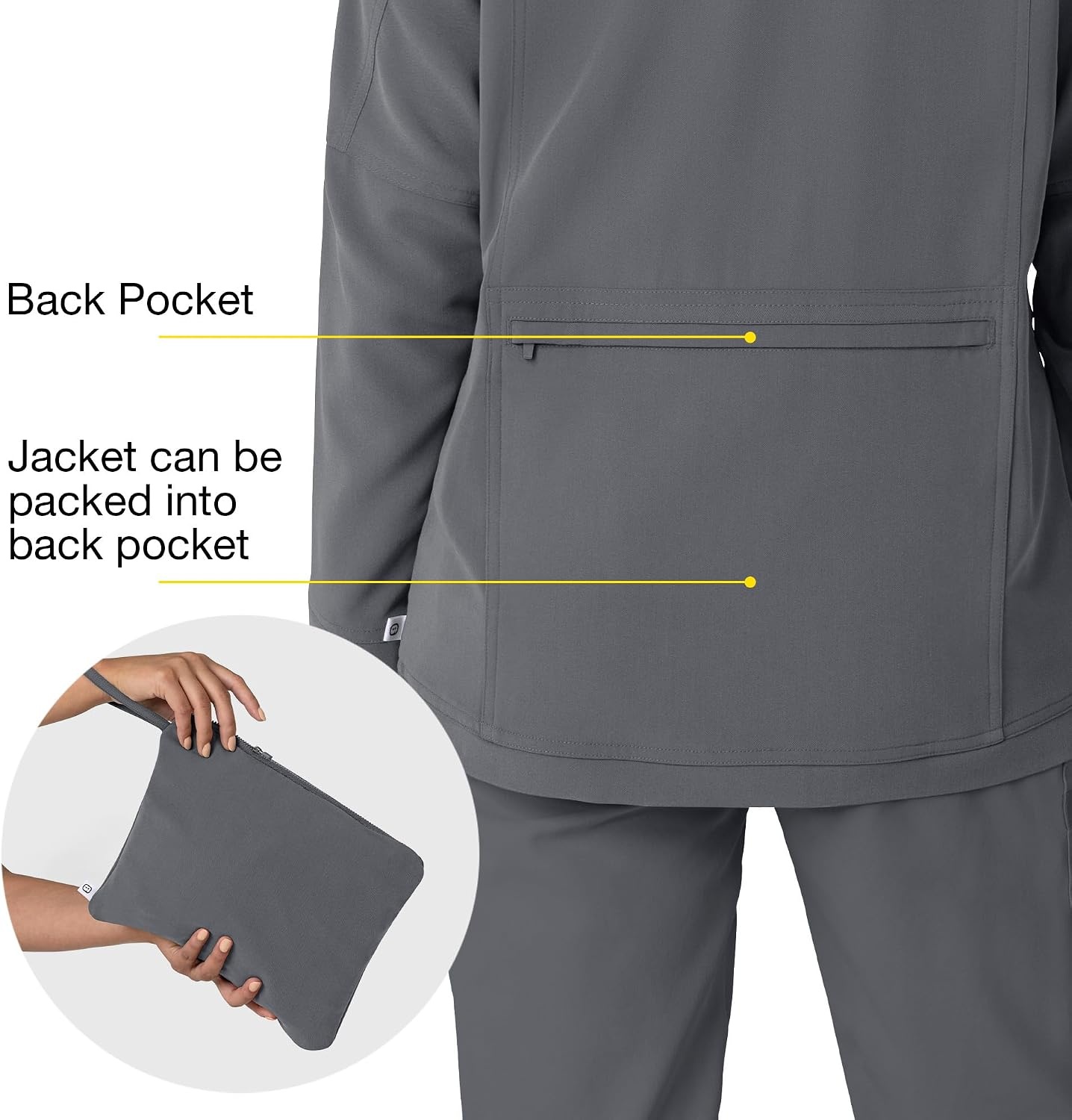 WINK Layers Women’s Germs Happen Packable Scrub Jacket(Pewter)