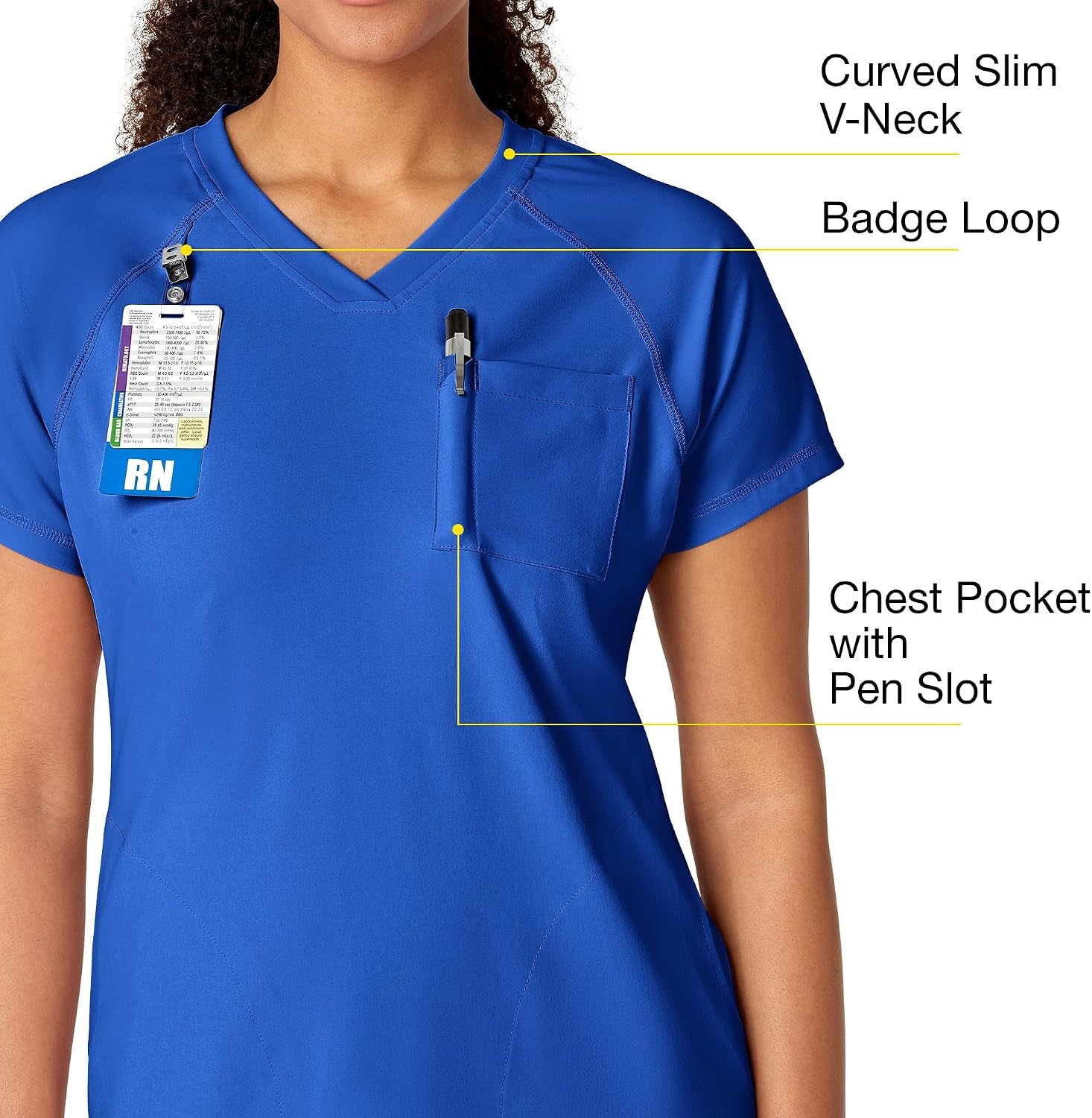 WINK Renew Women’s Yoga V-Neck Scrub Top, Royal, M