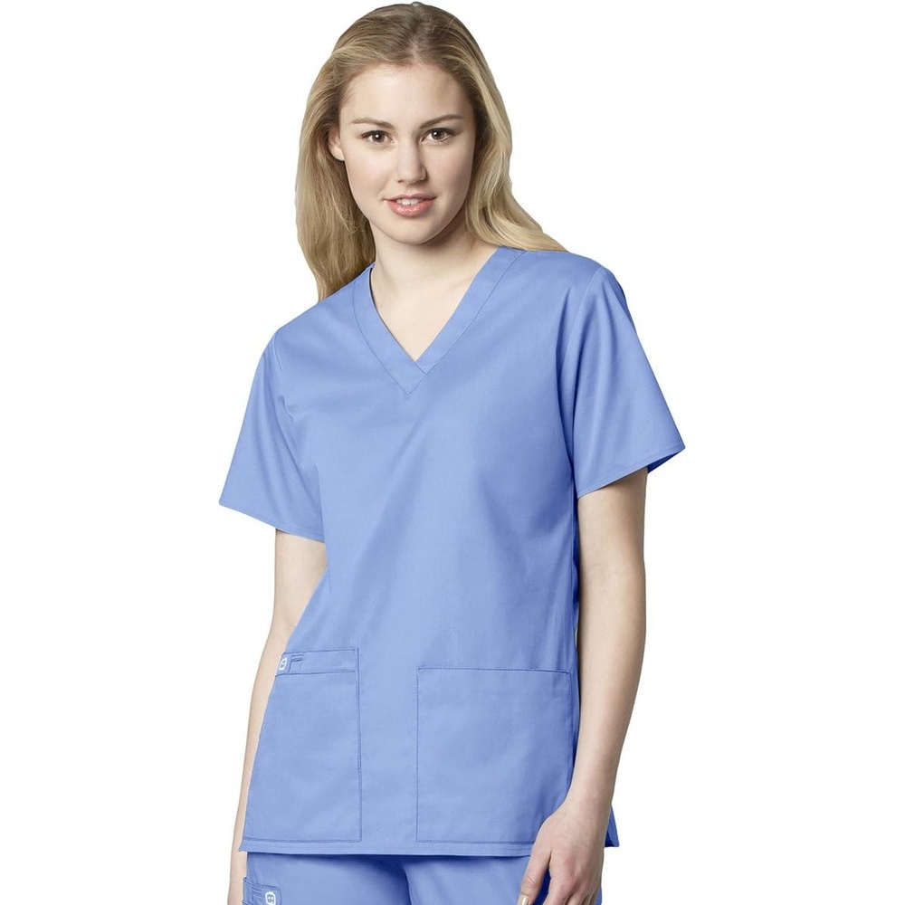 Wink WonderWORK Women’s V-Neck Scrub Top, Ceil Blue, S