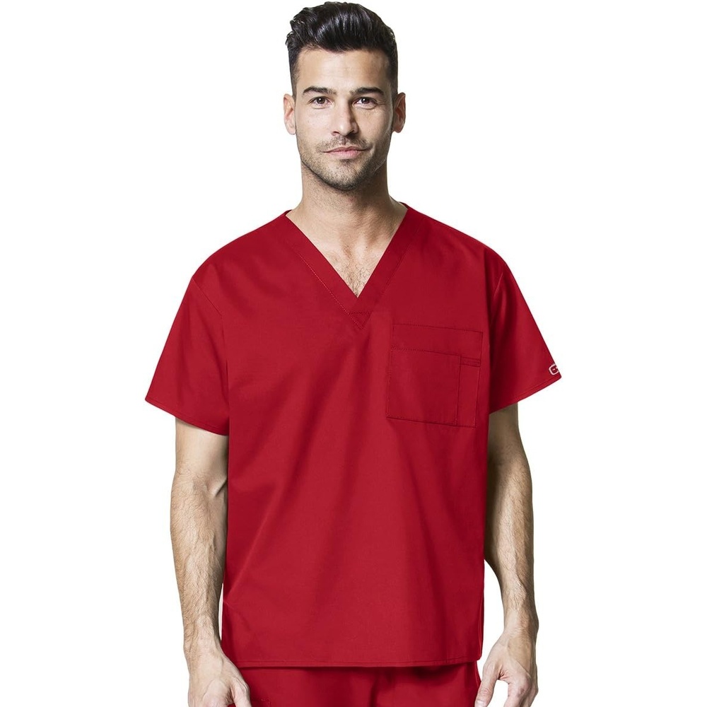 Wink WonderWORK Unisex V-Neck Scrub Top(Red)