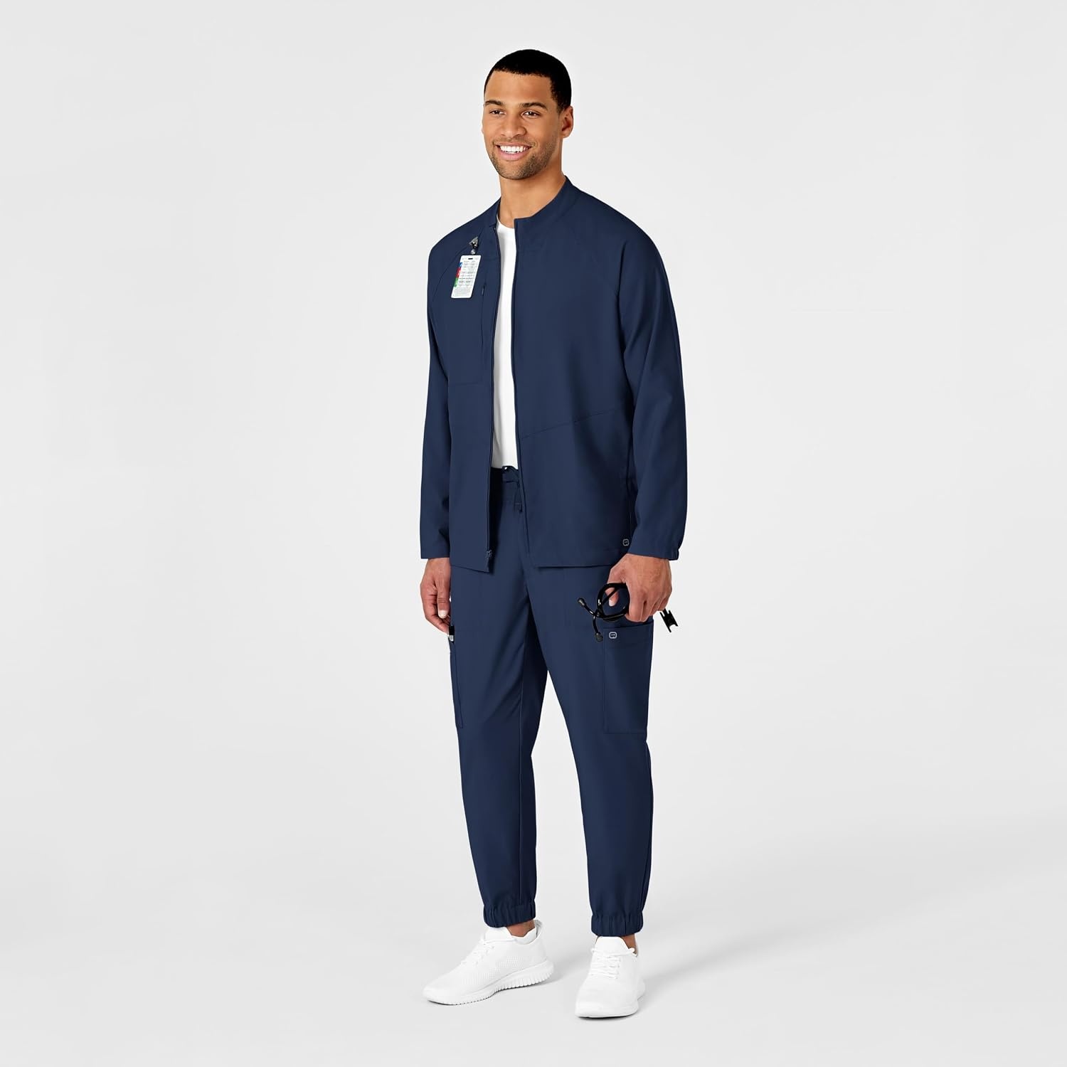 WINK W123 Men’s Zip Front Warm Up Jacket(Navy)