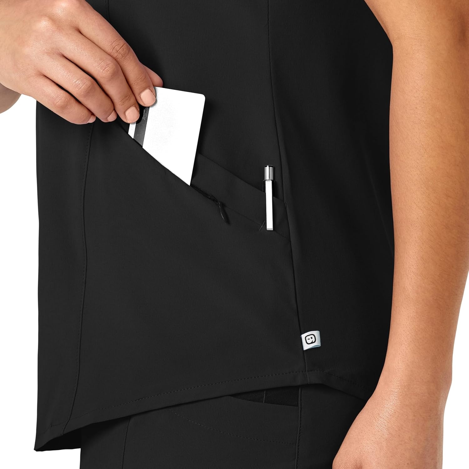 WonderWink Renew Women’s V-Neck Scrub Top, Black, 3X