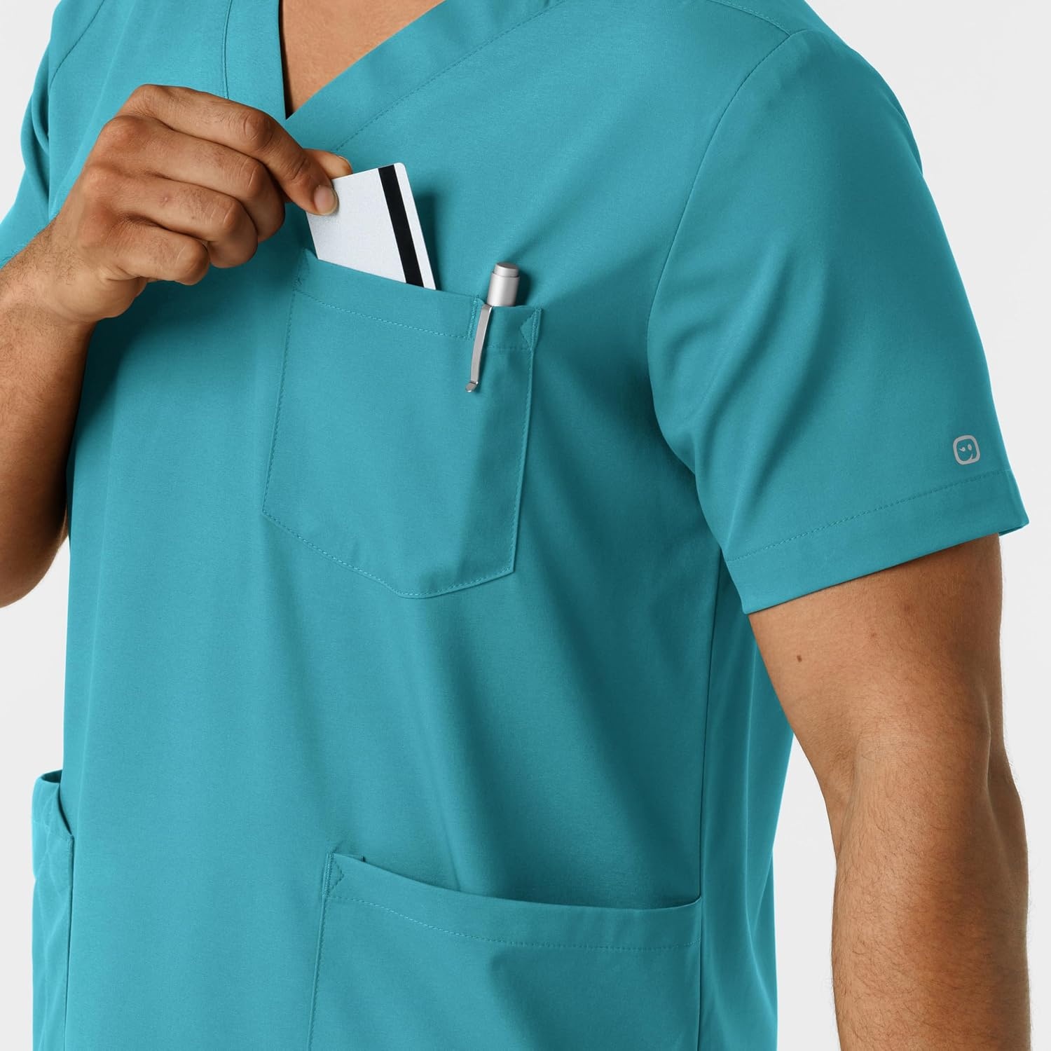 Wink Boundless Men’s Multi Pocket V-Neck Scrub Top(Teal)