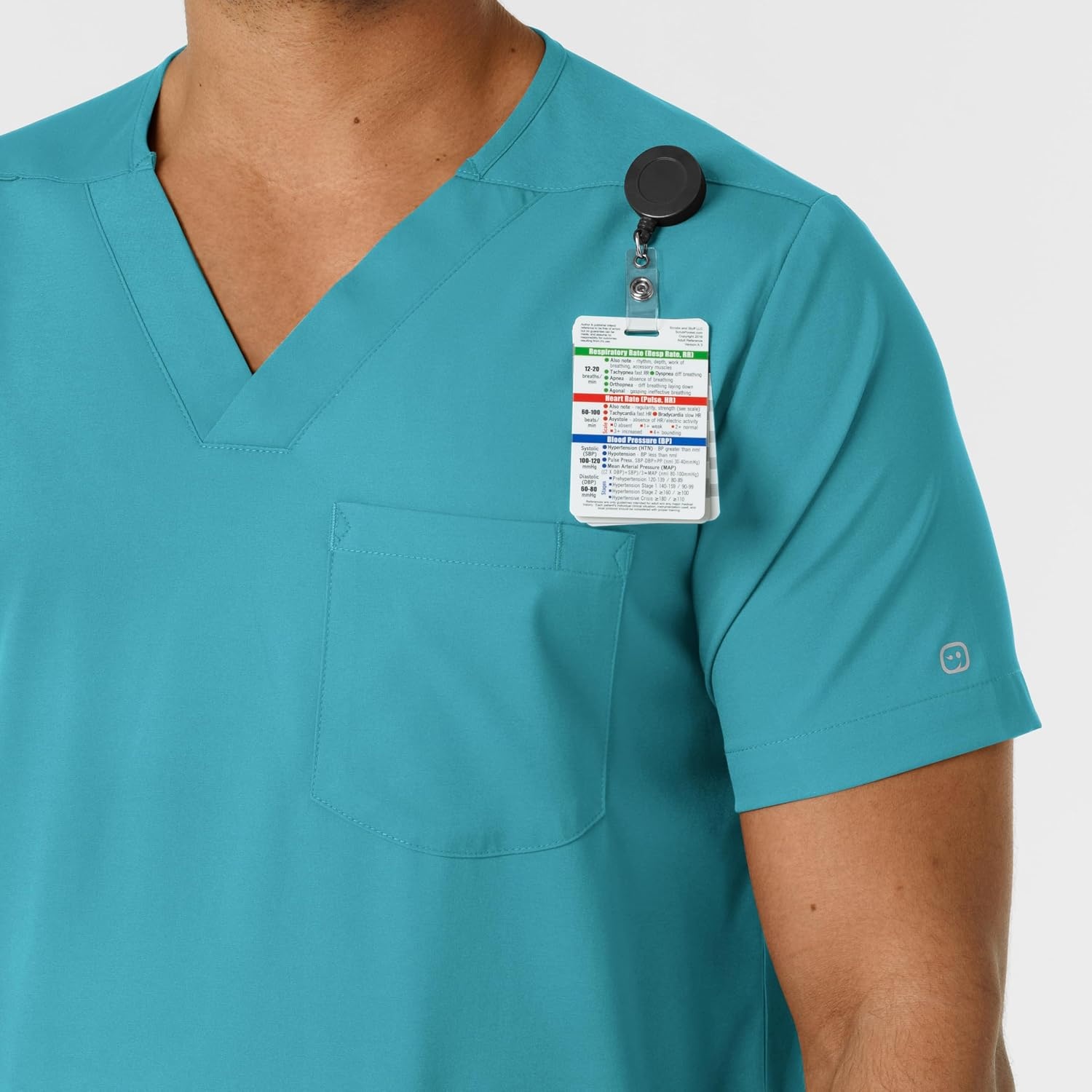 Wink Boundless Men’s Multi Pocket V-Neck Scrub Top(Teal)