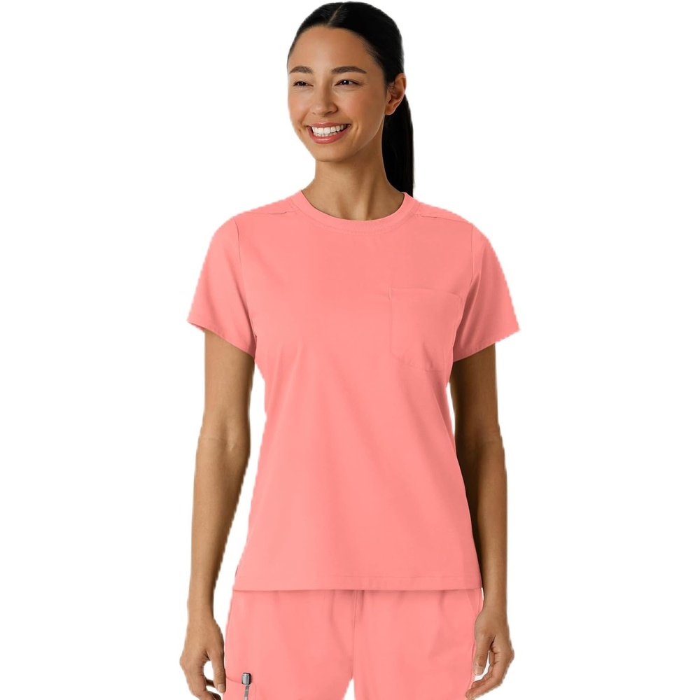 Wink Scrubs for Women, Boundless, Classic Tee with 1 Pocket(Paradise Pink)