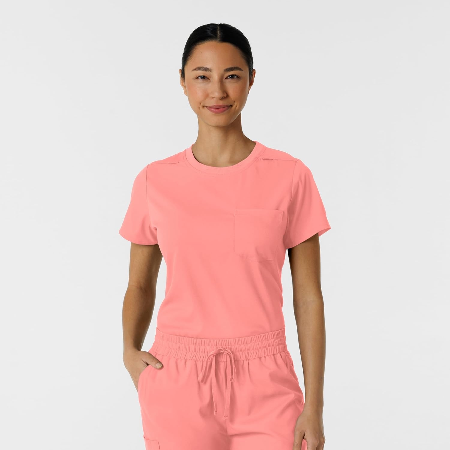 Wink Scrubs for Women, Boundless, Classic Tee with 1 Pocket(Paradise Pink)