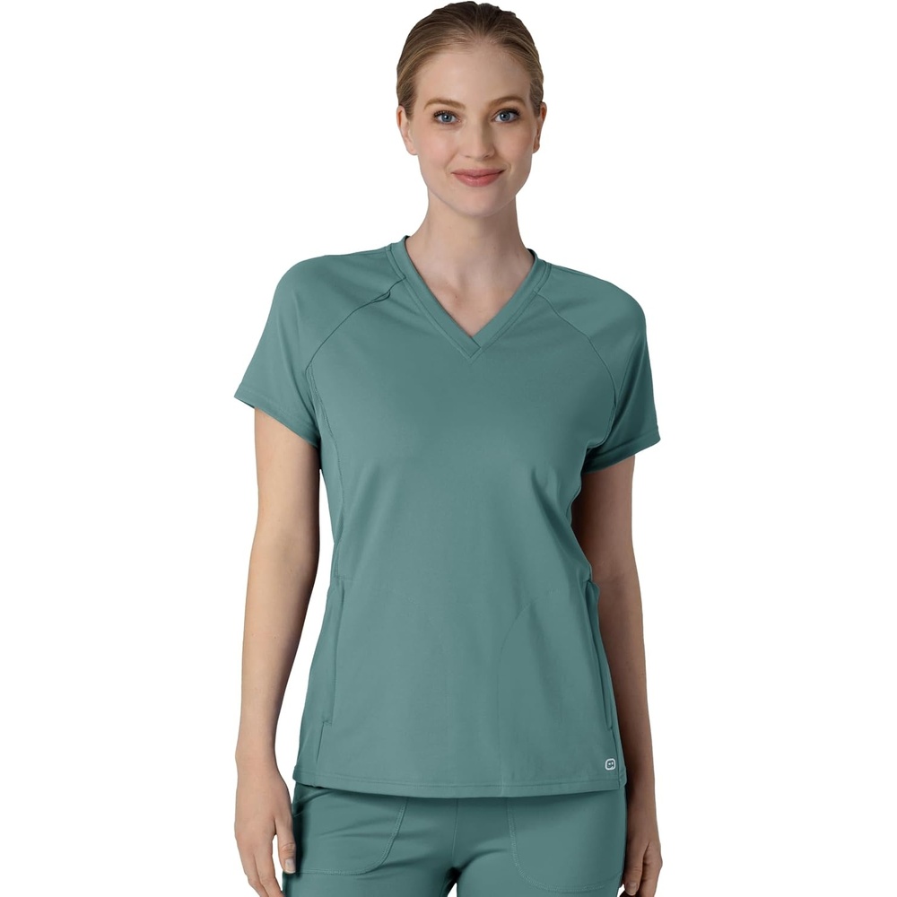 Wink Renew Women’s Flex-n-Reach V-Neck Raglan Scrub Top(Vintage Teal)