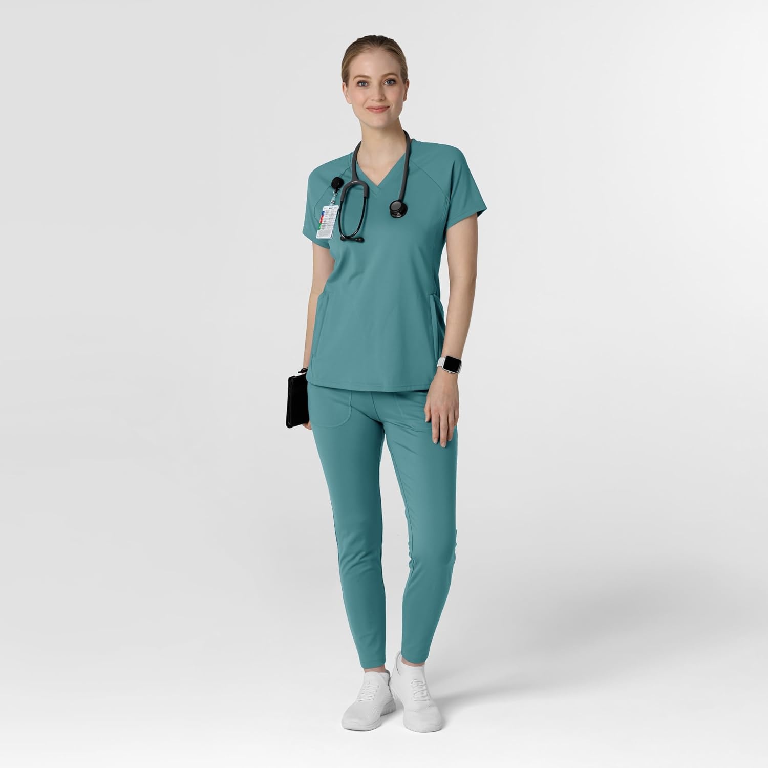 Wink Renew Women’s Flex-n-Reach V-Neck Raglan Scrub Top(Vintage Teal)