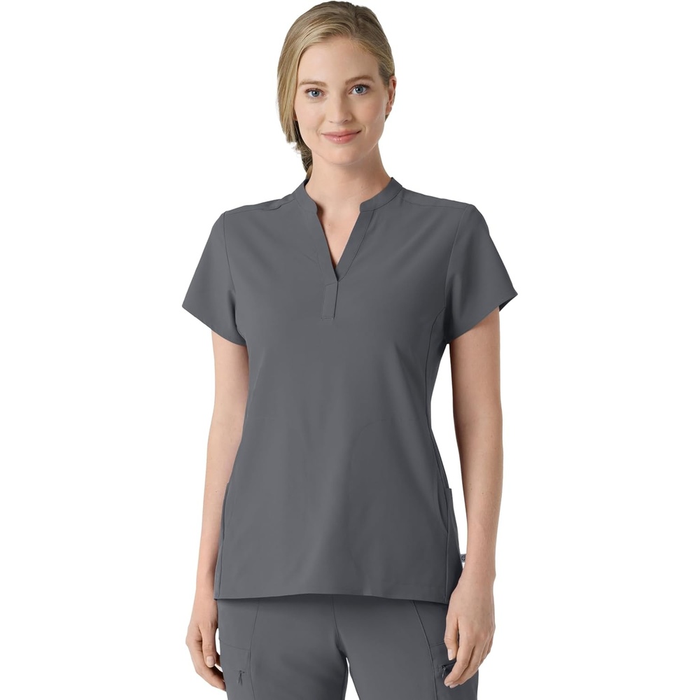 Wink Renew Women’s Mandarin Collar Scrub Top(Pewter)