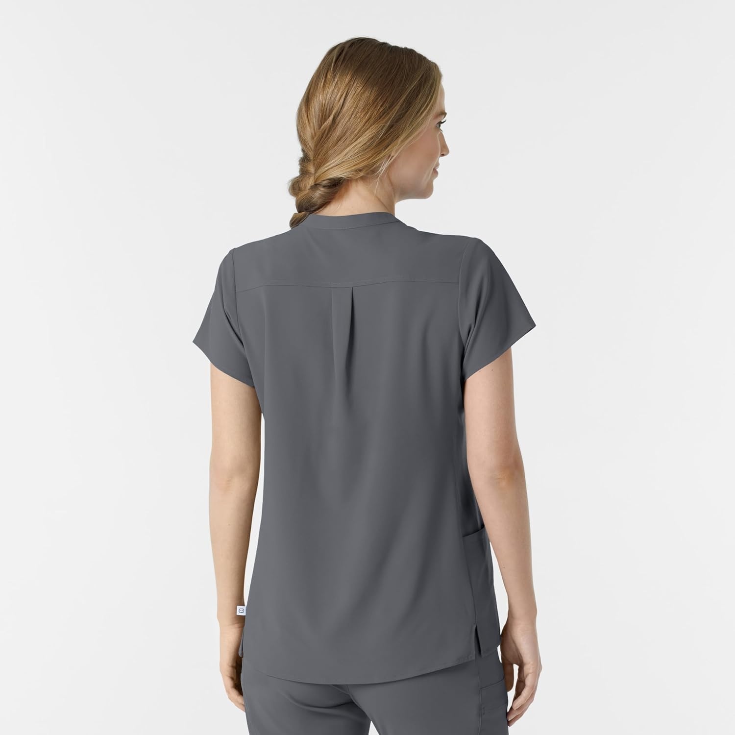 Wink Renew Women’s Mandarin Collar Scrub Top(Pewter)