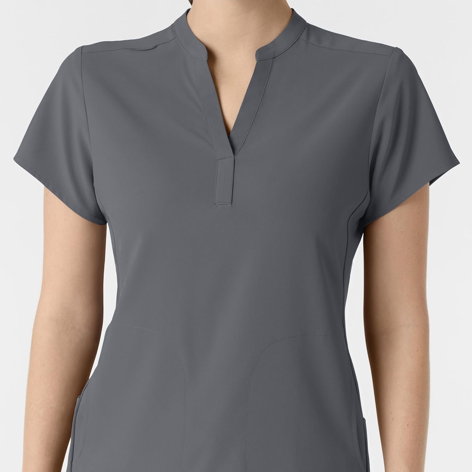 Wink Renew Women’s Mandarin Collar Scrub Top(Pewter)